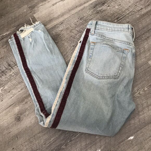 Abercrombie & Fitch Jeans Womens Size 4 R Simone High Rise Slim Side Stripes W27 - Picture 3 of 6